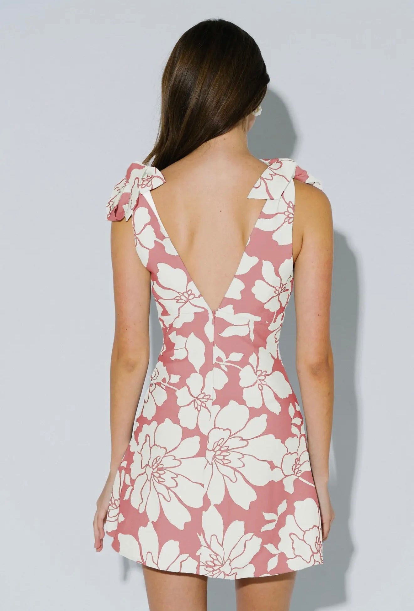 Addy Floral Shoulder Bow A line Mini Dress